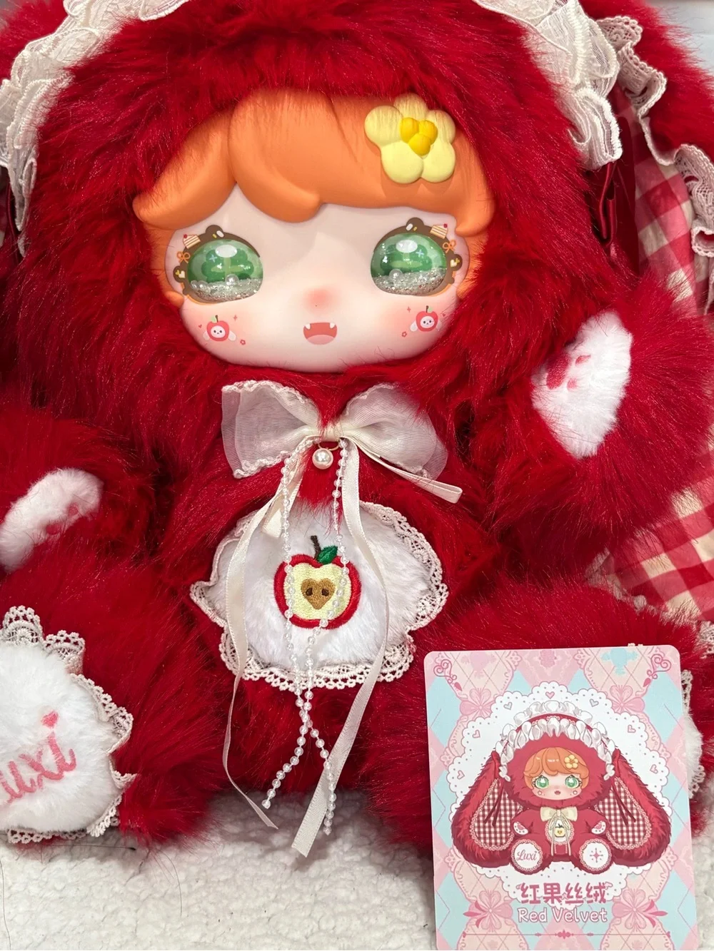 LUXI-Angel I Bunny 800% Series 3 Sweetheart Plush Red velvet Apple bunny